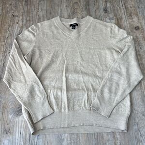 Alfani Sweater Merino Wool Cream White Women's Large V Neck